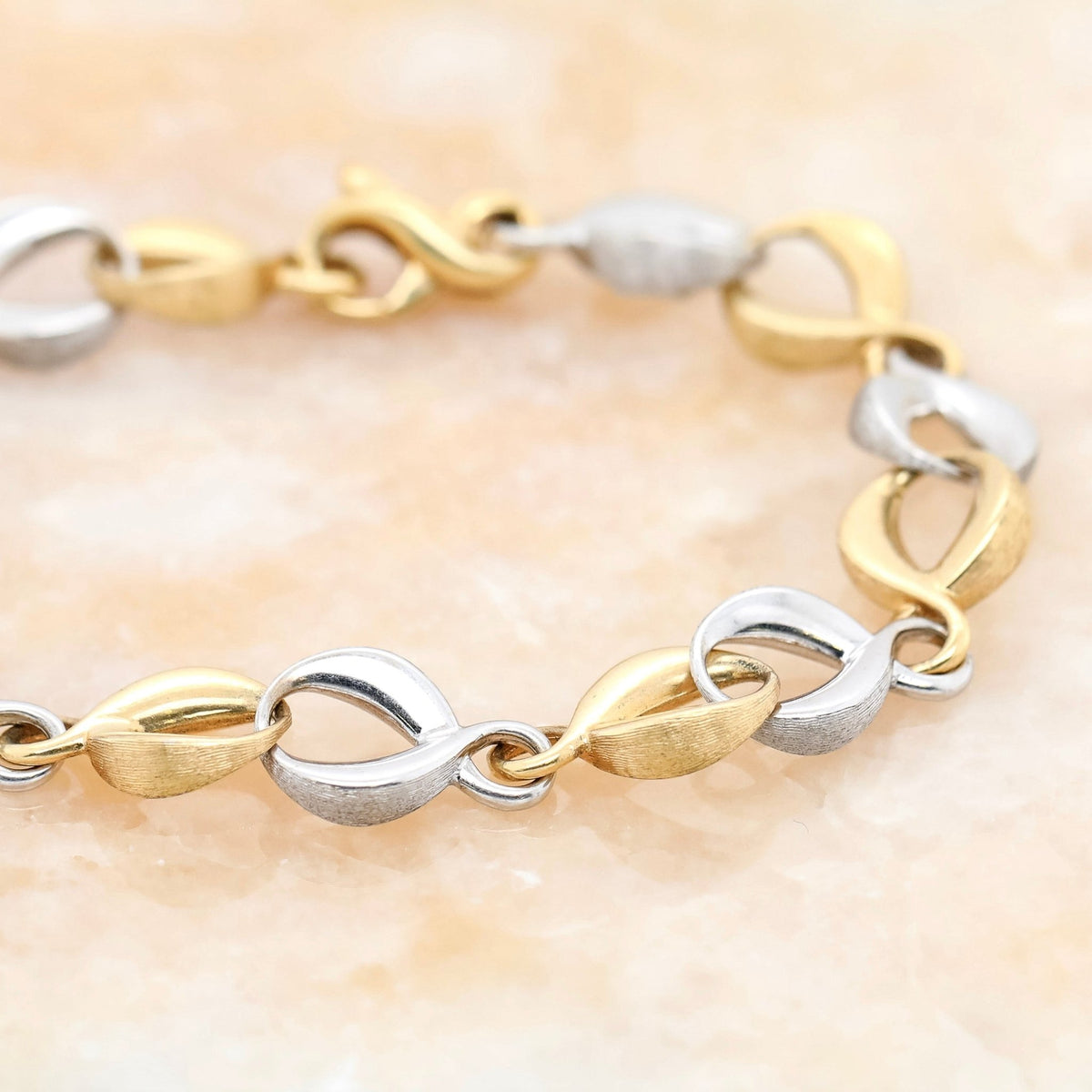 Yellow & White Gold Twisted Link Bracelet - Aurum Jewels