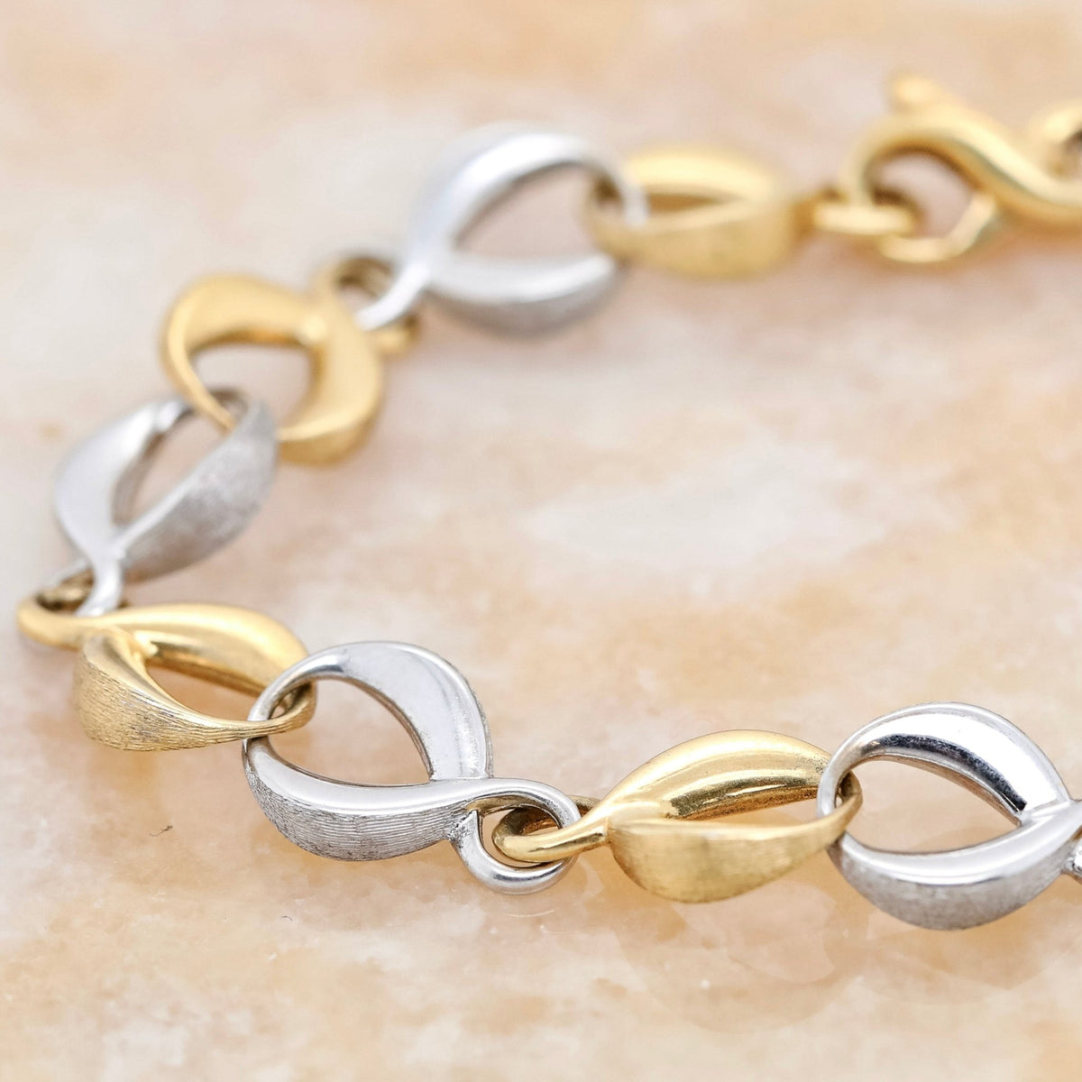 Yellow & White Gold Twisted Link Bracelet - Aurum Jewels