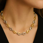 Yellow & White Gold Twisted Link Necklace - Aurum Jewels