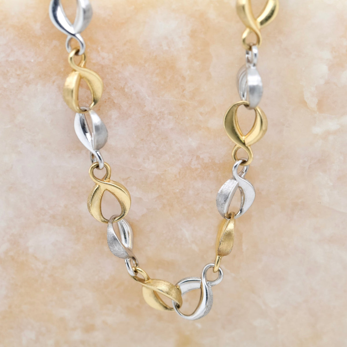 Yellow & White Gold Twisted Link Necklace - Aurum Jewels