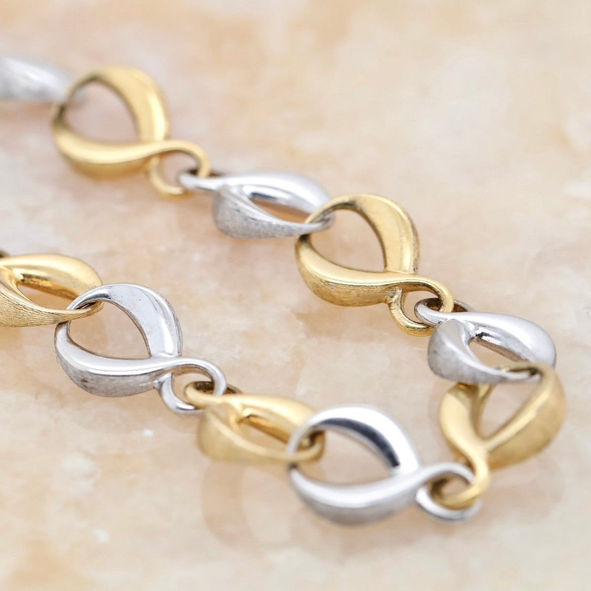 Yellow & White Gold Twisted Link Necklace - Aurum Jewels